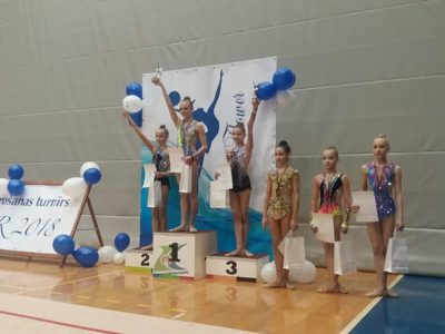 Ar labiem rezultātiem startējušas mākslas vingrotājas “Baltic flower 2018”