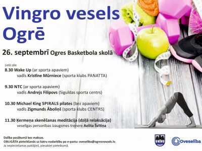Oveselība 26.septembrī aicina uz pasākumu “Vingro vesels Ogrē!