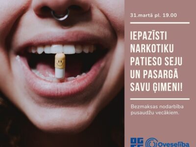 Īpašā lekcijā informēs pusaudžu vecākus, kā pasargāt bērnus no narkotiku atkarības