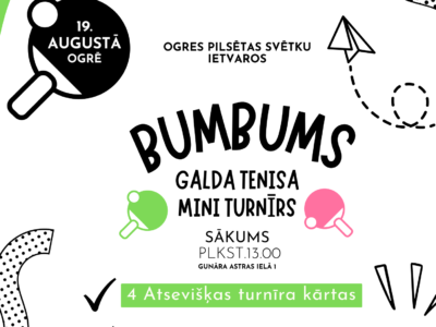 <strong>Pavisam drīz Ogrē norisināsies galda tenisa mini turnīrs “BUMBUMS”</strong>