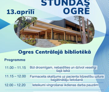 Veselības stundas Ogrē -13.aprīlī Ogres Centrālajā bibliotēkā